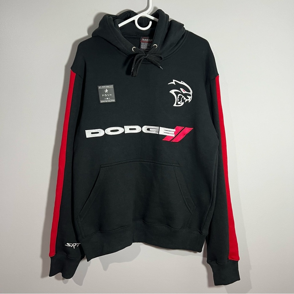 Posh Dodge Hellcat SRT Car Black Red Pullover Sweatshirt Hoodie Mens Large